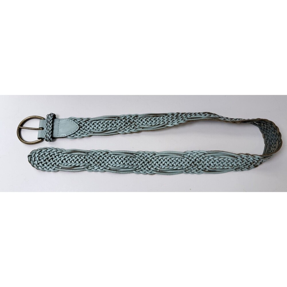 Linea Pelle Belt Braided Woven Leather Turquoise Women's Small Boho Adjustable - Picture 10 of 16